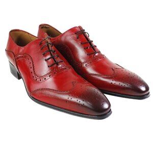 Baki Red Oxford Mens Italian Leather Shoes